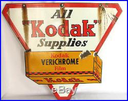 Vintage Kodak Verichrome Film Advertising Porcelain Metal Sign Double Side