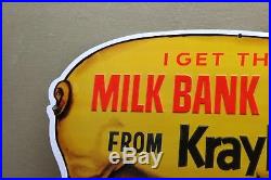 Vintage Kraft Kraylets Pig Milk Bank Boost Feed Embossed Metal Sign Gas Farm