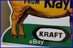 Vintage Kraft Kraylets Pig Milk Bank Boost Feed Embossed Metal Sign Gas Farm