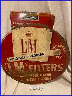 Vintage L&M Cigarette Embossed Metal Advertising Sign