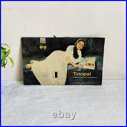 Vintage Lady In White Saare Graphics Geigy Tinopal Advertising Metal Sign Board
