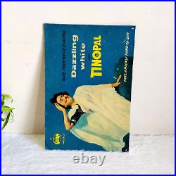 Vintage Lady In White Saare Graphics Geigy Tinopal Advertising Metal Sign Board