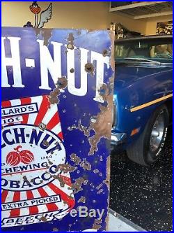 Vintage Large 1930 Beech-Nut Chewing Tobacco Gas Oil 46 Porcelain Metal Sign