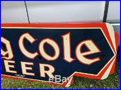 Vintage Large 1930's 40's King Cole Beer Diecut Metal Sign by Huber Neon