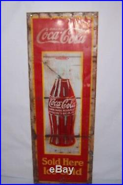 Vintage Large 1930s Coca Cola Soda Pop Bottle Metal Advertising Sign