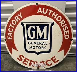 Vintage Large 24 General Motors Gm Porcelain Metal Sign Gas & Oil