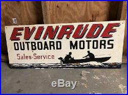 Vintage Large 40 X 16 Evinrude Outboard Motors Metal Sign