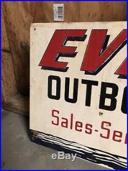 Vintage Large 40 X 16 Evinrude Outboard Motors Metal Sign