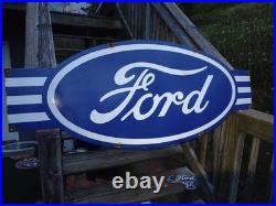 Vintage Large Ford Porcelain Metal Sign 54 Car Truck Auto Dealer Sales Service