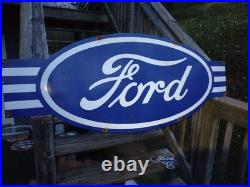 Vintage Large Ford Porcelain Metal Sign 54 Car Truck Auto Dealer Sales Service