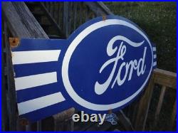 Vintage Large Ford Porcelain Metal Sign 54 Car Truck Auto Dealer Sales Service