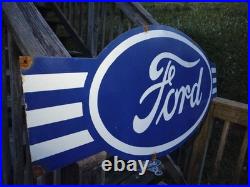 Vintage Large Ford Porcelain Metal Sign 54 Car Truck Auto Dealer Sales Service