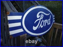 Vintage Large Ford Porcelain Metal Sign 54 Car Truck Auto Dealer Sales Service