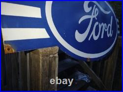 Vintage Large Ford Porcelain Metal Sign 54 Car Truck Auto Dealer Sales Service