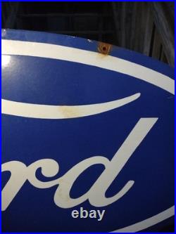 Vintage Large Ford Porcelain Metal Sign 54 Car Truck Auto Dealer Sales Service