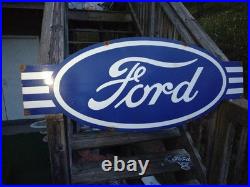 Vintage Large Ford Porcelain Metal Sign 54 Car Truck Auto Dealer Sales Service
