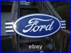 Vintage Large Ford Porcelain Metal Sign 54 Car Truck Auto Dealer Sales Service