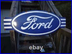 Vintage Large Ford Porcelain Metal Sign 54 Car Truck Auto Dealer Sales Service