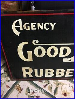 Vintage Large Goodyear Rubber Tires Agency Metal Sign 48x24