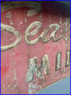 Vintage Large Metal Sealtest Milk Sign GAS OIL SODA COLA 49 X 21 Great Patina