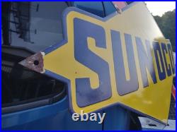 Vintage Large Rare Sunoco Gasoline Arrow 3ft Porcelain Metal Sign Automobile