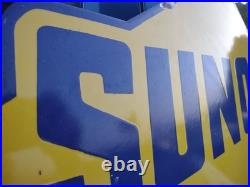 Vintage Large Rare Sunoco Gasoline Arrow 3ft Porcelain Metal Sign Automobile