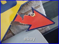Vintage Large Rare Sunoco Gasoline Arrow 3ft Porcelain Metal Sign Automobile