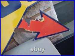 Vintage Large Rare Sunoco Gasoline Arrow 3ft Porcelain Metal Sign Automobile