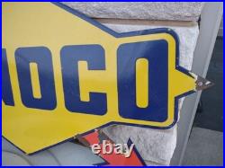 Vintage Large Rare Sunoco Gasoline Arrow 3ft Porcelain Metal Sign Automobile