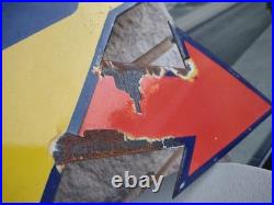 Vintage Large Rare Sunoco Gasoline Arrow 3ft Porcelain Metal Sign Automobile