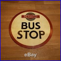 Vintage Large Round Midland Red Bus Coach Bus Stop Metal Enamel Sign
