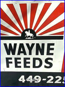 Vintage Lg Wayne Feeds Farm Metal Sign Horse Graphic 94 by 46 Dakota Elevator