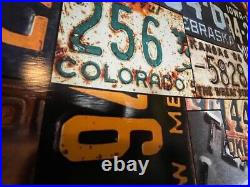 Vintage License Plate Map Sign Metal Dibond Print Rustic Art 35 x 21.5