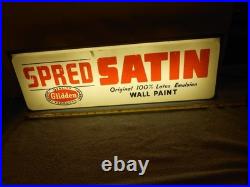 Vintage Lighted Spread Satin Latex Wall Paint Adv Sign Plastic Metal Base L400