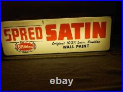Vintage Lighted Spread Satin Latex Wall Paint Adv Sign Plastic Metal Base L400