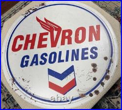 Vintage Like Large Chevron Gasoline Gas & Oil Station Metal Sign 36 Round