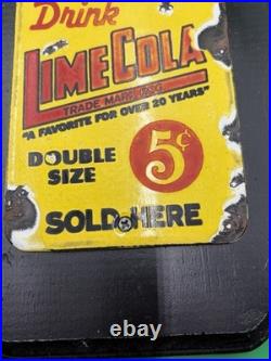 Vintage Lime Cola Metal Sign Mounted On Wooden Board, 4 X 6