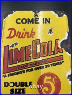 Vintage Lime Cola Metal Sign Mounted On Wooden Board, 4 X 6