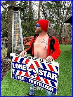 Vintage Lone Star Feeds Texas Advert Feed Seed Metal Farm Ranch Sign 36X24