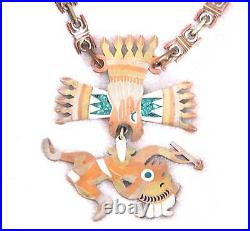 Vintage Los Castillo'METALES CASADOS' Handcrafted Eagle and Warrior Necklace