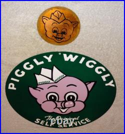 Vintage Lot Of 2 Piggly Wiggly? Pig Grocery Store 11 3/4 Porcelain Metal Sign