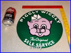 Vintage Lot Of 2 Piggly Wiggly? Pig Grocery Store 11 3/4 Porcelain Metal Sign Vintage Lot Of 2 Piggly Wiggly? Pig Grocery Store 11 3/4 Porcelain Metal Sign