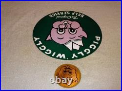 Vintage Lot Of 2 Piggly Wiggly? Pig Grocery Store 11 3/4 Porcelain Metal Sign