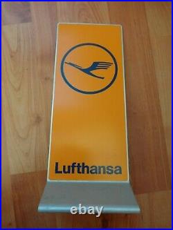 Vintage Lufthansa Airlines Metal Sign Plaque Desk Pennant Display Sign Desktop