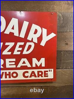 Vintage Lykens Dairy For The Mothers Who Care Painted Metal Sign