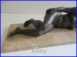 Vintage MID Century Modern Sculpture Bronze Metal Statue Nude Woman Women Female
