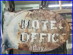 Vintage MOTEL OFFICE Steel Sign Double Sided Metal Authorized MUST SEE