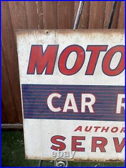 Vintage MOTOROLA CAR RADIO Authorized Service Dealer Doublesided 28 Metal Sign