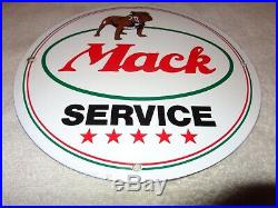 Vintage Mack Truck Service 11 3/4 Porcelain Metal Gasoline & Oil Sign Bulldog