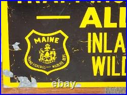 Vintage Maine State Wildlife Sanctuary No Hunting Metal Sign